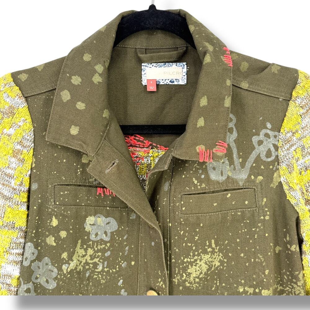Pilcro Anthropologie Phoenix Knit Jacket Embroidered Sequin Bird Size Small - Picture 3 of 11